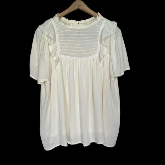 Pologram Cream Boho Ruffle Blouse Large NWOT - Picture 1 of 6